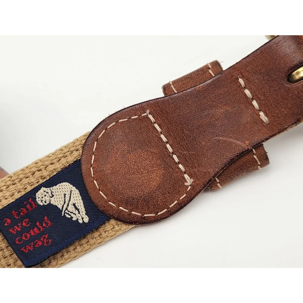 A Tail We Could Wag Belt Leather Canvas Handwoven Guatemalan Preppy Boho 43